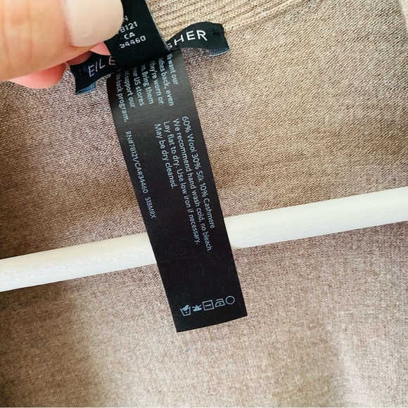 Eileen Fisher Short Sleeve Open Front Cardigan Sweater Tan Sz Small - Picture 5 of 8